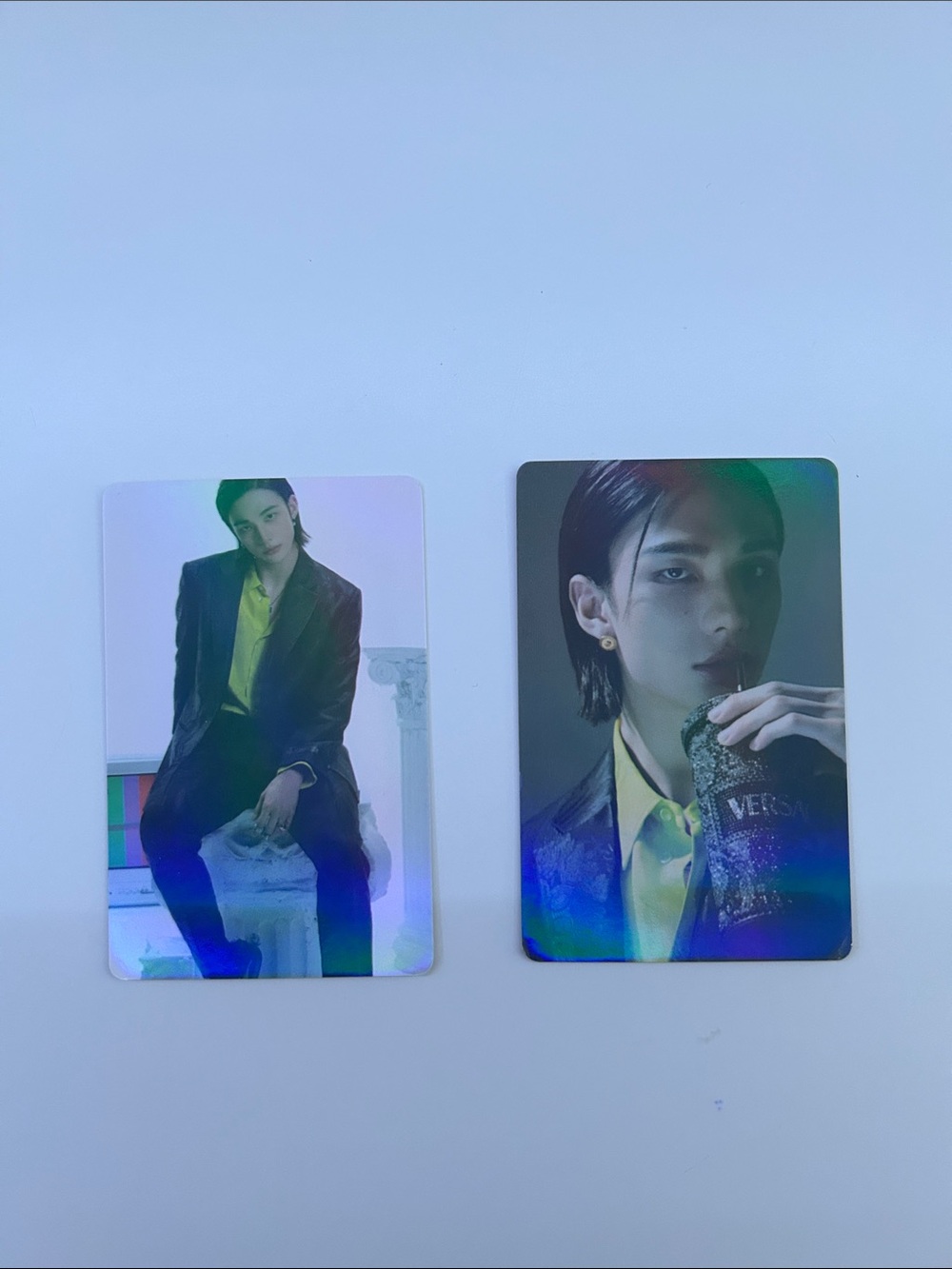 Set of 2 Holographic (Shiny) Hyunjin Stray Kids Photo Cards (Versace Photoshoot)